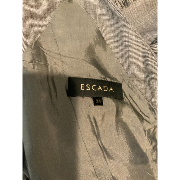 Escada Gray Wool Sleeveless Fringe Trim Shift Dress, Size 0 | 34 - Picture 6 of 6